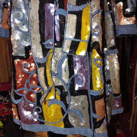 LinZas California Vintage Art Deco Sequined Coat L - Picture 4 of 12